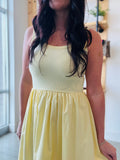 Mix Media Tank Midi Dress in Light Yellow
