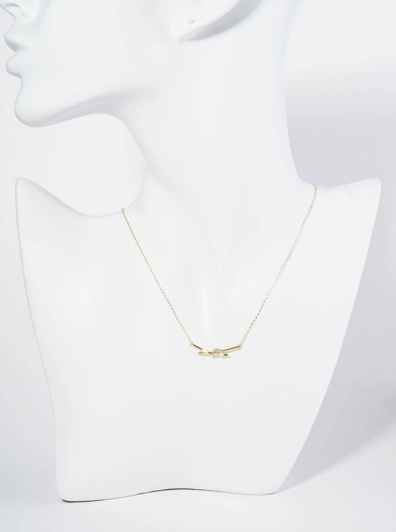 18K Gold Dipped 1 Inch Brass Knot Pendant Necklace: Gold