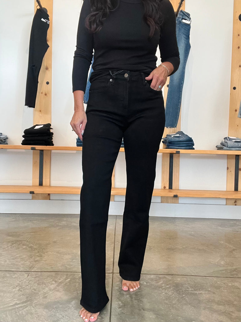 Mica High Rise Straight Leg Black Jeans