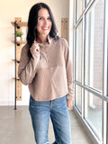 Mocked Neck Ribbed Henley Top