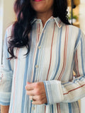 Sunset Striped Button Up Top