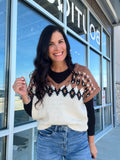 Fair Isle V Neck Short Sleeve Sweater