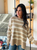 Striped Knit Sweater in Sand