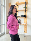 Fleece Hoodie Jacket with Tapered Sleeves: NEW ORCHID