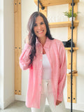 Pinstripe Button Down Shirt - Red