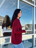 Crewneck Front Seam Sweater - Burgundy