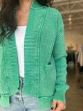 Washed Dropped Shoulder Sweater - Green