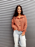 Wooden Toggle Closure Cardigan in Spice