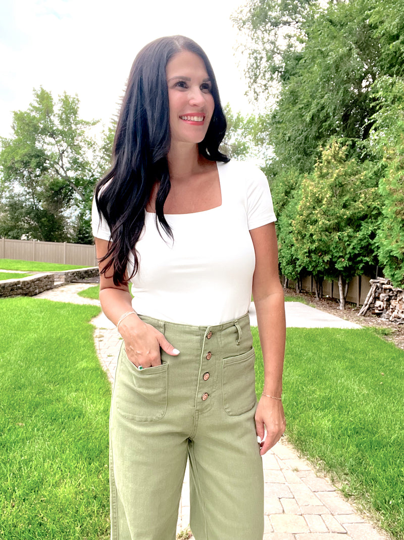 Square Neck Short Sleeve Bodysuit