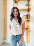 Stripe Floral Button Down Top