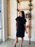 Mock Neck Sweater Dress in Black