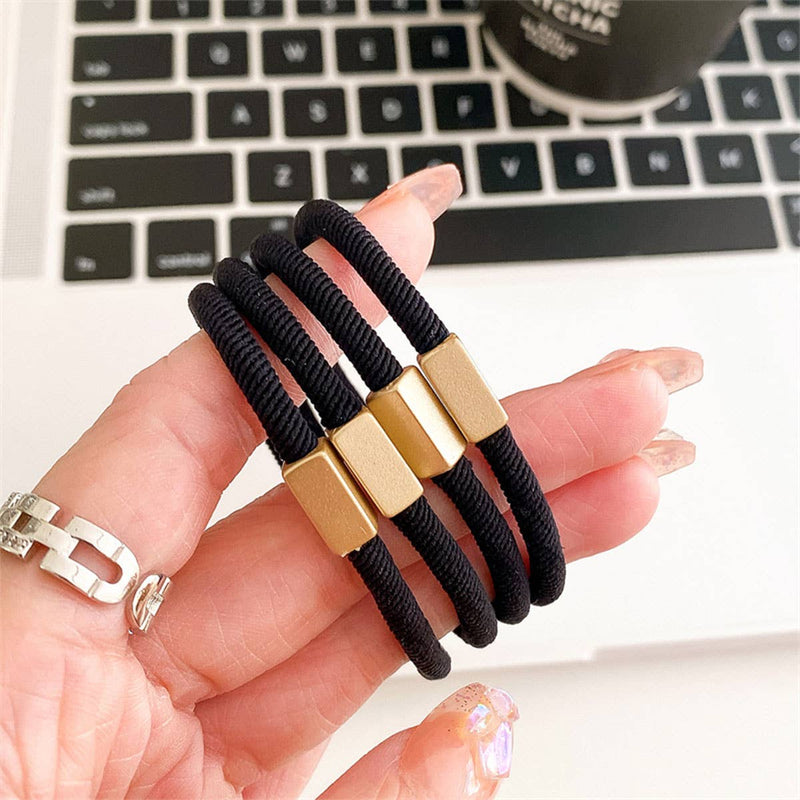 4PCS STRETCHY ELASTIC HAIR TIES - Black