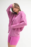 Fleece Hoodie Jacket with Tapered Sleeves: NEW ORCHID