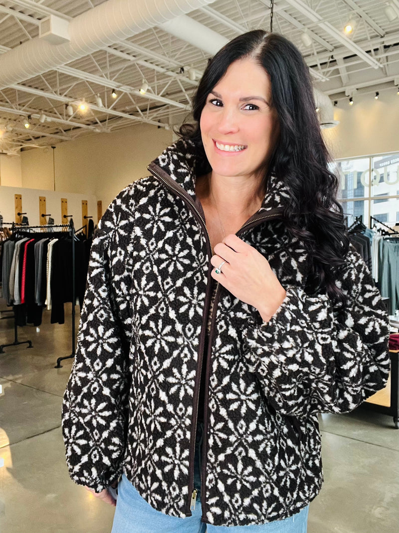 Snowflake Sherpa Jacket - Dark Brown