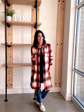 Long Red Combo Shacket