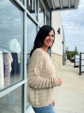 Textured Stripe Breezy Sweater - Taupe