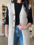 Long Line Open Knit Sweater Vest - Natural