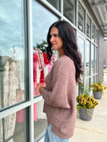 Front Pocket 3/4 Sleeve Dolman Sweater - Cocoa