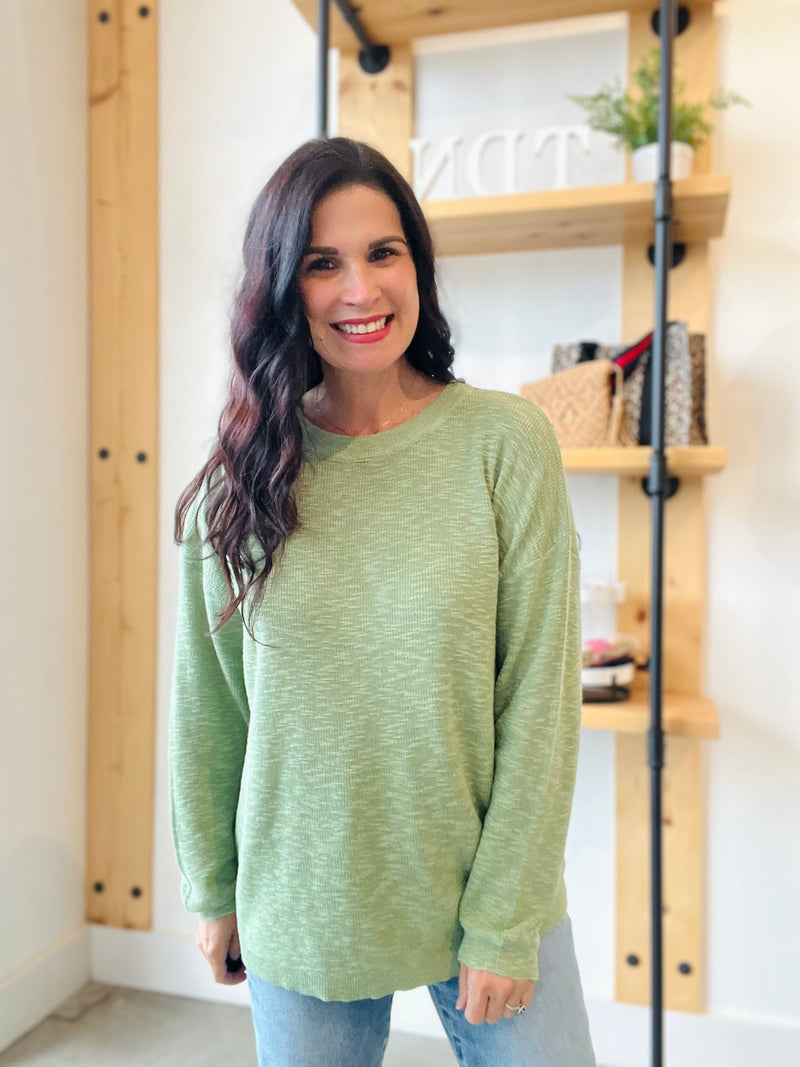 Lightweight Cotton Slub Sweater - Apple Mint
