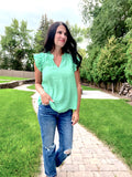 Key Hole Flutter Sleeve Top