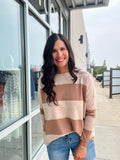 Soft Stripe Relaxed Sweater - Camel