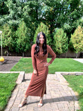 Double Layer Ribbed Dress in Toffee