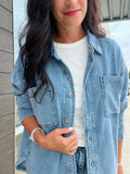 Cotton Fleece Oversized Denim-ish Shacket