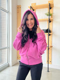 Fleece Hoodie Jacket with Tapered Sleeves: NEW ORCHID