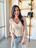 V Neck Sweater Knit Top in Oatmeal