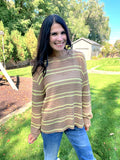 Striped Crochet Sweater in Mocha + Lime