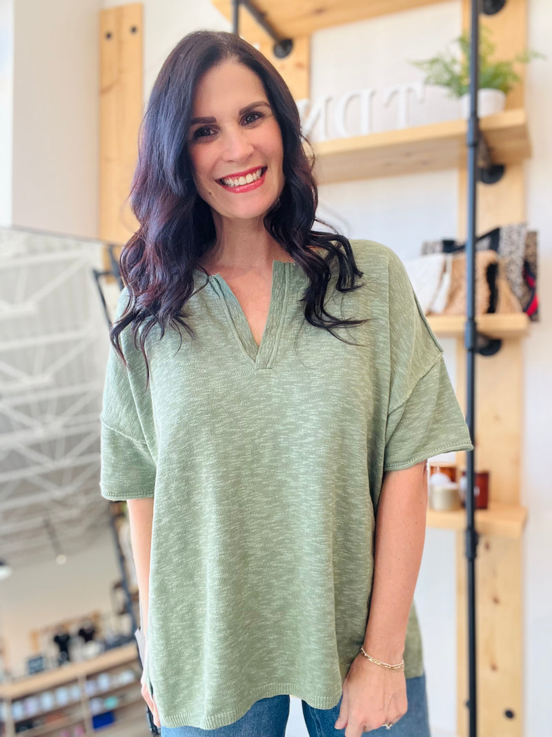 Cotton Slub Sweater Tee in Light Spruce