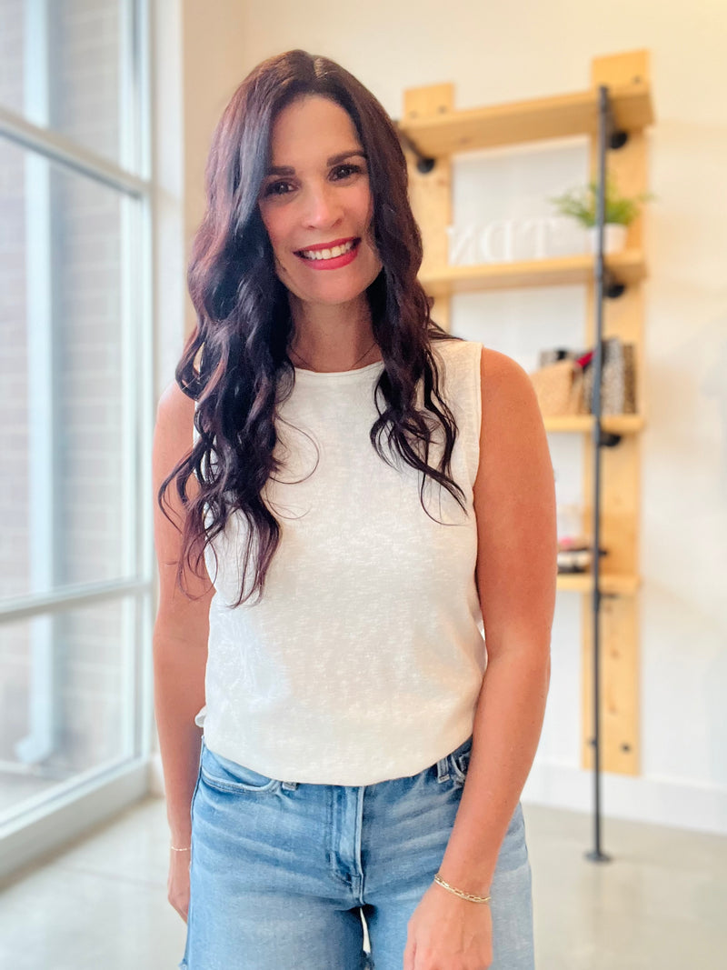 Raw Seam Knit Tank - Ivory