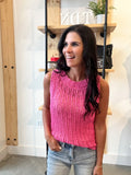 Crochet Knit Tank - Pink