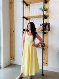 Mix Media Tank Midi Dress in Light Yellow