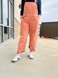 Corduroy Barrel Leg Overalls - Terra Cotta