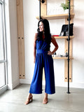 Sleeveless Surplice Cropped Jumpsuit in Royal