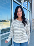 Stripe Button Down Cardigan - Cream