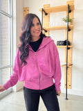 Fleece Hoodie Jacket with Tapered Sleeves: NEW ORCHID
