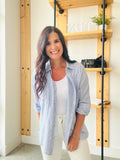 Pinstripe Button Down Shirt - Blue