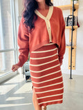 Sweater Dress and Cardigan Set in Rust + Taupe