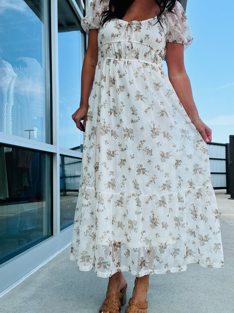 Floral Front Tie Midi Dress