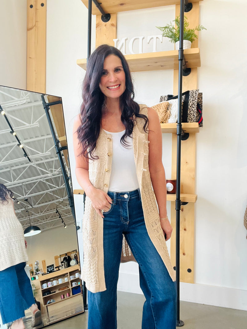 Crochet Knit Duster - Natural