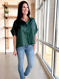Satin Boxy Button Down Blouse