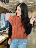 Cable Knit Sweater Vest - Brown
