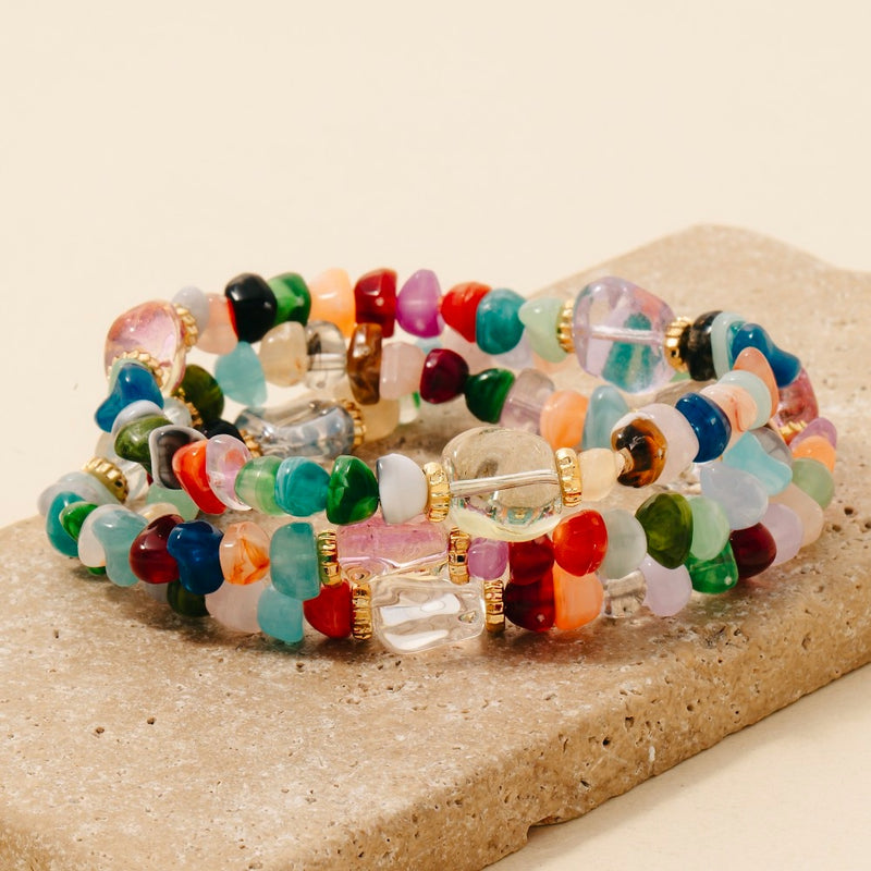 Mixed Stone And Resin Beaded Bracelet