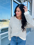 Stripe Button Down Cardigan - Cream
