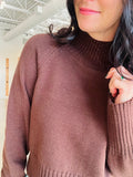 Mock Neck Sweater - Brown