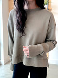 French Terry Crew Neck in Taupe