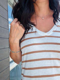 Relaxed Fit Striped Tee - Toffee