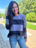 Soft Stripe Relaxed Sweater - Future Dusk